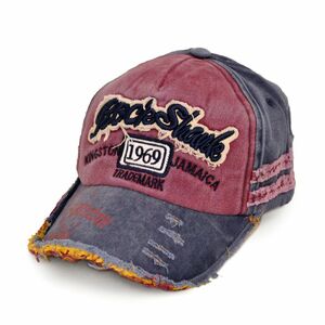 キャップ 帽子 ダメージ 刺繍ロゴ アメカジ 新品ユニセックス1590mR