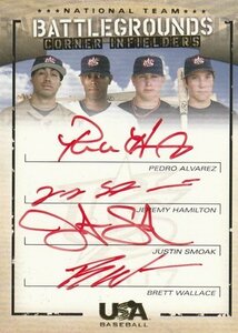 2007 UD USA BASEBALL Justin Smoak RC Auto w/Alvarez/Hamilton/Wallace 巨人 来日外国人 ジャスティン・スモーク直筆サインカード