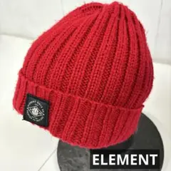 ELEMENT 赤 ニット帽 リブ　古着　スケボー　スケーター