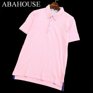 ABAHOUSE アバハウス 春夏 半袖 コンフォート ボタンダウン ポロシャツ Sz.2　メンズ ピンク　C3T03664_4#A