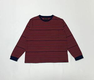 BEAMS ビームス // 長袖 ボーダー柄 胸ポケット Tシャツ・カットソー (赤×黒) サイズ M