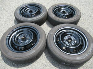 中古タイヤ☆155/65-14 155/65R14 ヨコハマ ES32 トヨタ純正 ブラックXマットブラックリム 5J+39 100 4H スズキ ダイハツ カスタムに☆