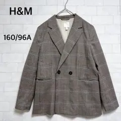 H&M エイチアンドエム　チェック柄ダブルブレストテーラードジャケット　オフィス