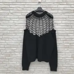 ジョンローレンスサリバン　ニット　ブラック　S　Spiderweb knit