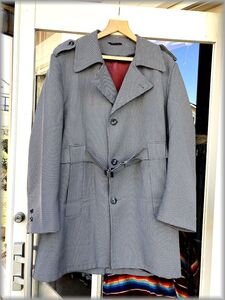 ★GREAT DANE　70s　ビンテージ　コート　千鳥格子柄　ベルト付　COSMOPOLITAN MFG.CO.★検 60s ジャケット ノーフォーク アメリカ 古着