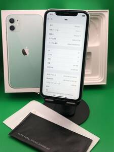 ★美品 iPhone 11 64GB SIMフリー 最大容量100% 格安SIM可 KDDI ○ MWLY2 J/A グリーン 中古 新古品 MT0752 1