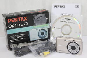 【美品 返品保証】 【便利な単三電池で使用可】ペンタックス Pentax Optio E70 3x 元箱付き コンパクトデジタルカメラ M1342