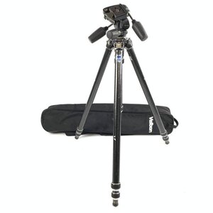 GITZO ジッツオ 三脚 雲台:Manfrotto 804RC2 ハンドル/Velbon製キャリングケース付き●現状品