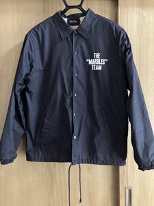 MARBLES 裏ボア コーチジャケット マーブルズ ナイロン ジャケット ボア M COACH JACKET ロゴ ナイロンジャンパー ネイビー 紺