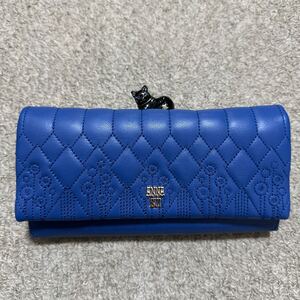 ANNA SUI アナスイ　長財布 レザー青色　猫