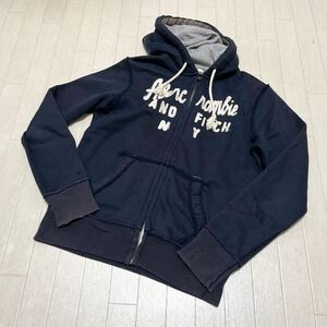 和463★ Abercrombie&Fitch アバクロンビー&フィッチ スウェット ジップアップパーカー フーディ M ネイビー メンズ