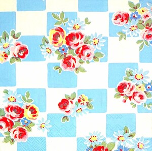 【即決】ペーパーナプキンバラ売り1枚から ランチサイズ 【Cath Kidston】DAISY ROSE CHECK blue