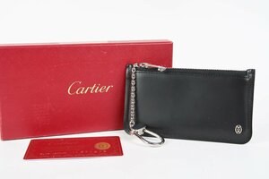 【超美品】Cartier カルティエ ブラック 財布 小銭入れ キーリング付き コインケース 小物【PH60】