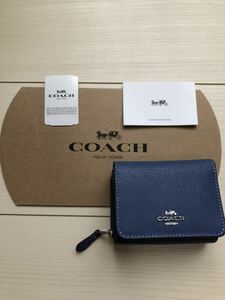 新品 コーチ COACH XGN SM TRFD WLT 青 ミニウォレット コインケース 小銭入れ