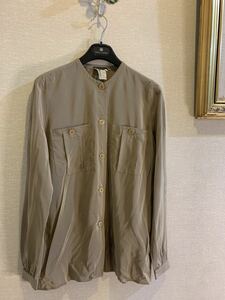 ブラウス　G/ARMANI 40ノーカラー　silk 100%