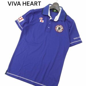 VIVA HEART ビバハート 春夏 ロゴ ワッペン★ 国旗 ナンバリング 半袖 ストレッチ ポロシャツ Sz.48　メンズ ゴルフ　C4T04175_4#A