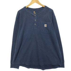 古着 カーハート Carhartt RELAXED FIT ヘンリーネック サーマルロンT ワッフル メンズXXL相当 /eaa437739