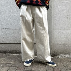 saby Tuck Baggy(NAT×BLUE)タックワイドバギーカットオフパンツ 8069000115178