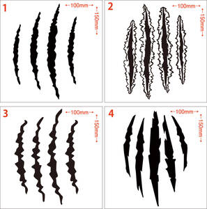  爪痕 爪傷 引っ掻き傷・2 (4種中1点選択) カッティングステッカー 耐水・耐候 車やバイクのワンポイントやキズ隠しに