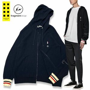 1 正規品 MONCLER Genius ×fragment モンクレールジーニアス×フラグメント 藤原ヒロシ CARDIGAN カシミヤ混 ウール ニット パーカー XL