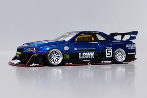 絶版 希少 1/64 CMモデル 日産 スカイライン LB スーパー シルエット ER34 LBWK 改 R34 GT-R 深リム BBS シャコタン カスタム グラチャン 