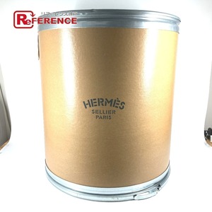 HERMES エルメス サドルボックス 特大 馬具入れ インテリア マルチケース ドラム缶 BOX インテリア 小物入れ ベージュ レディース【中古】