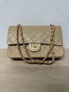 CHANEL シャネル マトラッセ25 Wフラップ Wチェーン ショルダーバッグ ベージュ シール有 1番台