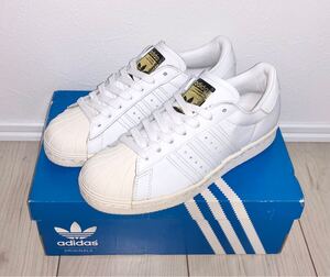 良品 adidas ORIGINALS SUPERSTAR 80S DLX S75016 22.5cm アディダス オリジナルス スーパースター デラックス ホワイト 白 黒 super star