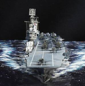 海外プロモデラー作品 1/700アメリカ海軍航空母艦 CV-3サラトガ ジオラマ制作完成品 アクリルケース付属