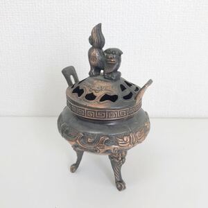 refle● 時代物？　銅製品　香炉 中国古美術 中国骨董　神獣 三足