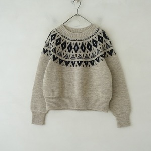 【定価4.6万】マーガレットハウエル MARGARET HOWELL *NATURAL WOOL 求心柄ニットプルオーバー*2セーター(25-2412-504)【02A52】