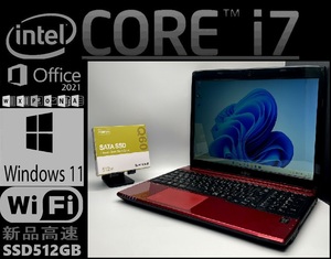 [送料無料 新品高速SSD512GB メモリ16GB]富士通 AH53/R 高性能 Core i7 4722HQ Windows11 カメラ Blu-ray Bluetooth office2021 1週間保証