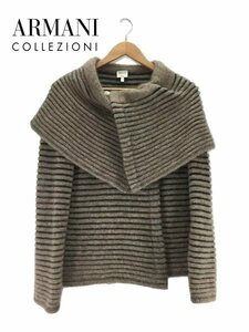 TK 新品同様 アルマーニコレツォーニ ARMANI COLLEZIONI モヘヤ混 デザイン ニット ジャケット