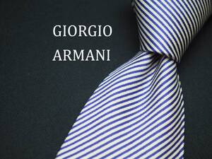 美品【GIORGIO ARMANI ジョルジオアルマーニ】 C1690 パープル ホワイト SILK ブランド ネクタイ 古着 良品