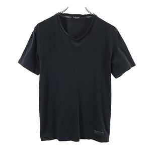 ブラックレーベルクレストブリッジ 日本製 三陽商会 ロゴ刺繍 半袖 Vネック Tシャツ M 黒 BLACK LABEL CRESTBRIDGE メンズ