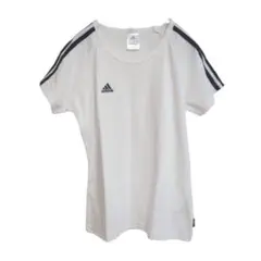 adidas　アディダス　ロゴ　ポップフォントロゴ　Uネック　Tシャツ　白