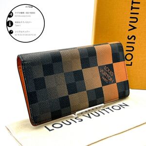 入手困難品◆RFID搭載◆LOUIS VUITTON ルイヴィトン ポルトフォイユブラザ ダミエグラフィット ジャイアント 長財布 ボルケーノオレンジ