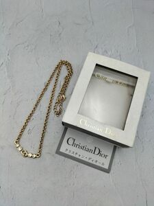 U299 1円～ 中古品 クリスチャンディオール Christian Dior ロゴ ネックレス ラインストーン付 ゴールドカラー アクセサリー レディース