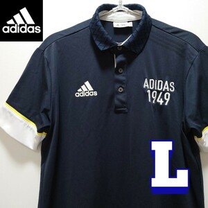 adidasGOLFアディダス　ゴルフウェア　半袖ネイビー　メンズL【美品】おしゃれ　ポロシャツ