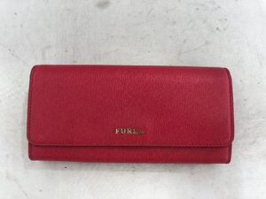 【FURLA】フルラ　二つ折り長財布　ピンクレッド　レザー　SY02-G68