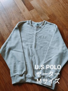 U.S.POLO レトロ ロゴ セーター ベージュ M