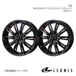 LEONIS/GX フィット GR5/6/7/8 GS5/7 アルミホイール2本セット【17×6.5J 4-100 INSET42 BK/SC[RED]】0039348×2