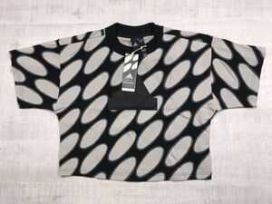 新品タグ付き アディダス adidas × マリメッコ Marimekko 北欧モード ファブリックドット柄 半袖Tシャツ レディース コラボ XS 黒 グレー