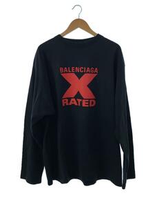 BALENCIAGA◆長袖Tシャツ/XS/コットン/BLK/Xrated/プリント割れ有