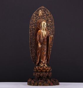 【定価26万】【稀少逸品】仏教美術品★地蔵菩薩仏像 黄銅金属工芸 鎮宅辟邪 純手工細作置物 貴重供養品 コレクション 高51cm 約7kg 