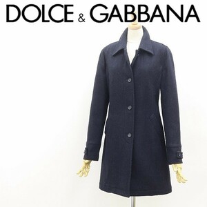 美品◆DOLCE&GABBANA ドルチェ＆ガッバーナ ウール コート 紺 ネイビー 42