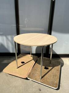 [418]　ITOKI　イトーキ　オリゴテーブル　丸テーブル　4本脚　ナチュラル×シルバー　ミーティングテーブル　Φ900×H720　①