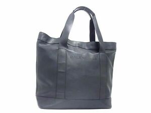 1円 ■美品■ BALENCIAGA バレンシアガ 374767 ネイビートート レザー トートバッグ ショルダー 肩掛け レディース ブラック系 AX8017