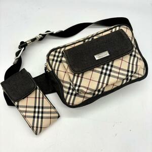 1円/希少●BURBERRY バーバリー ポーチ付き ノバチェック ロゴプレート ウエストバッグ ボディバッグ ショルダーバッグ メンズ レディース 