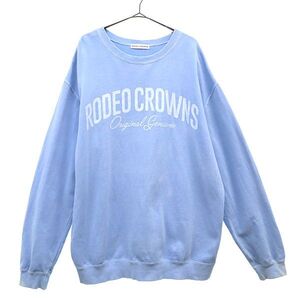 ロデオクラウンズ プリント 長袖 トレーナー XL ブルー Rodeo Crowns スウェット メンズ